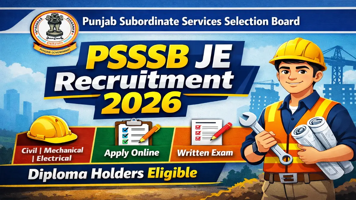 PSSSB Junior Engineer Recruitment 2026