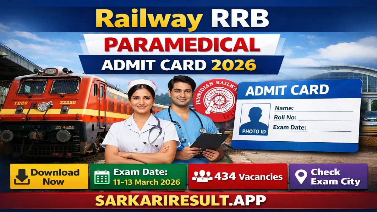 Railway RRB Paramedical CEN 03/2025 Admit Card 2026 Out Direct Link 1 RRB Paramedical Admit Card 2026
