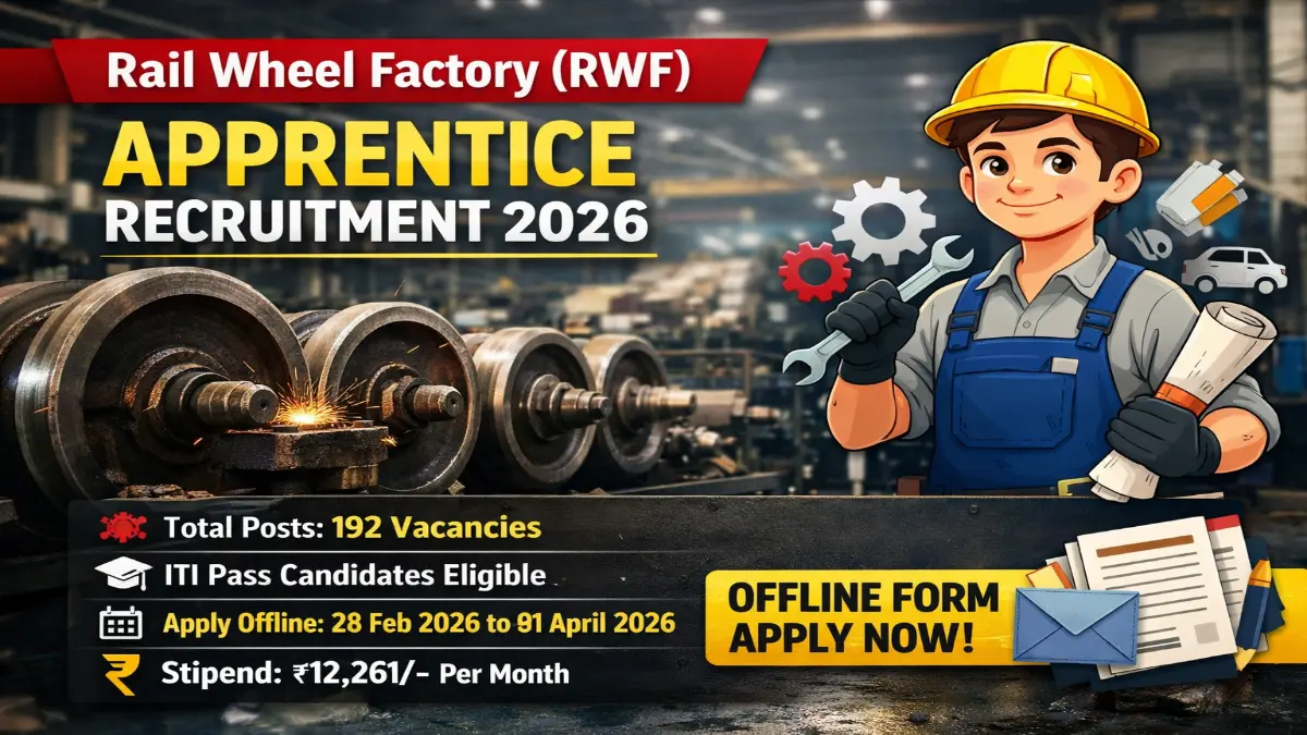 Rail Wheel Factory Apprentice Recruitment 2026 Out – Apply 192 Posts 3 RWF Apprentice Recruitment 2026