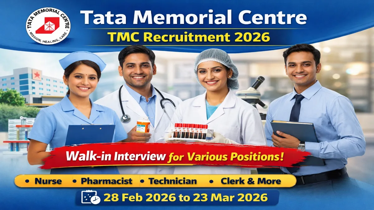 TMC Recruitment 2026 Out For Walk in 62 Clerk, Nurse and More Posts 3 TMC Various Posts Recruitment 2026