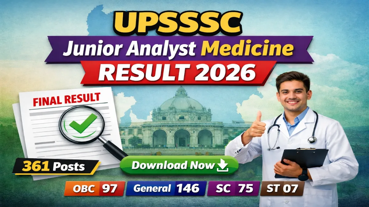 UPSSSC Junior Analyst Medicine Final Result 2026