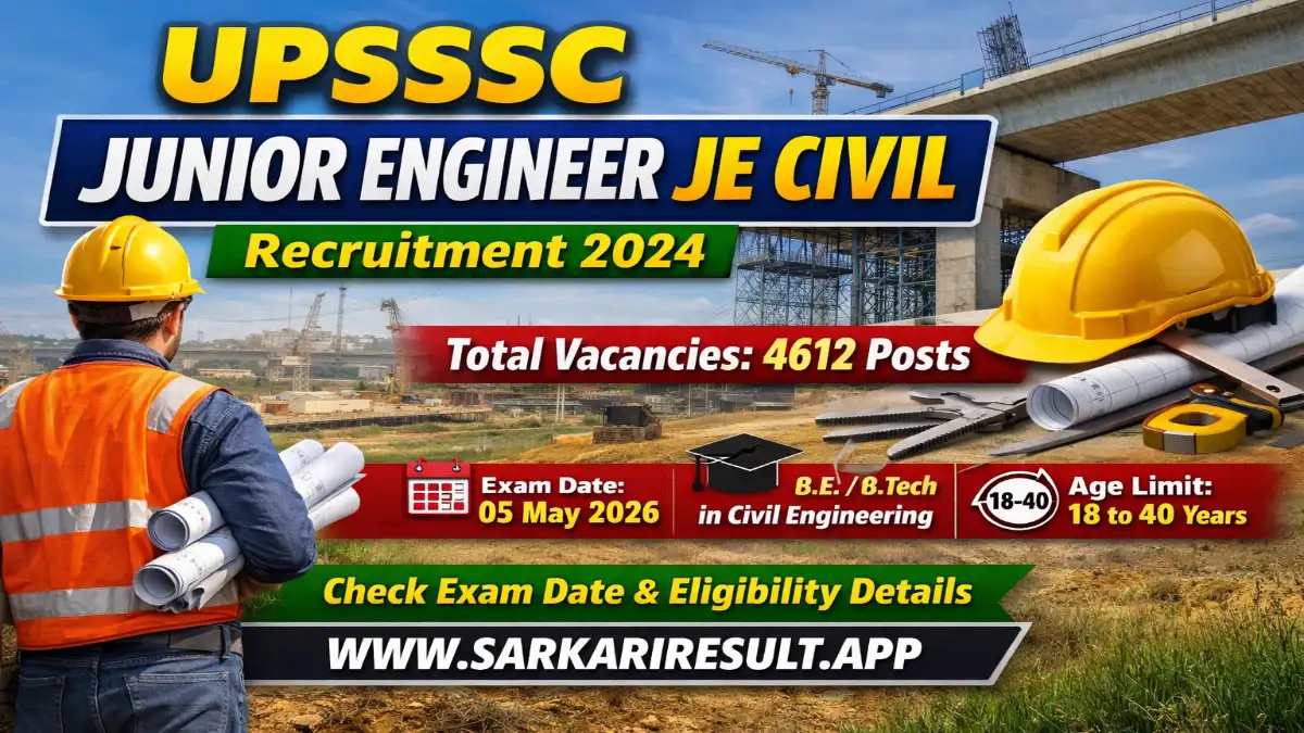 UPSSSC Junior Engineer JE Civil Exam Date 2026 Out for 4612 Posts Download 3 UPSSSC Junior Engineer JE Civil Exam Schedule 2026 1