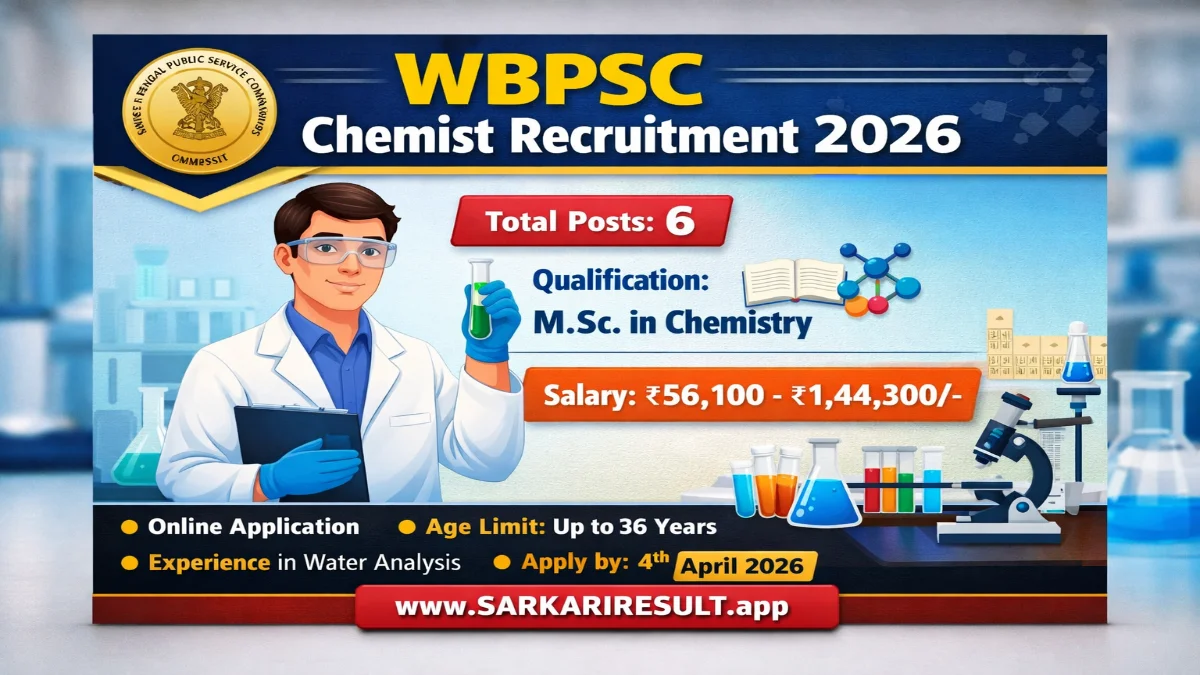 WBPSC Chemist Recruitment 2026